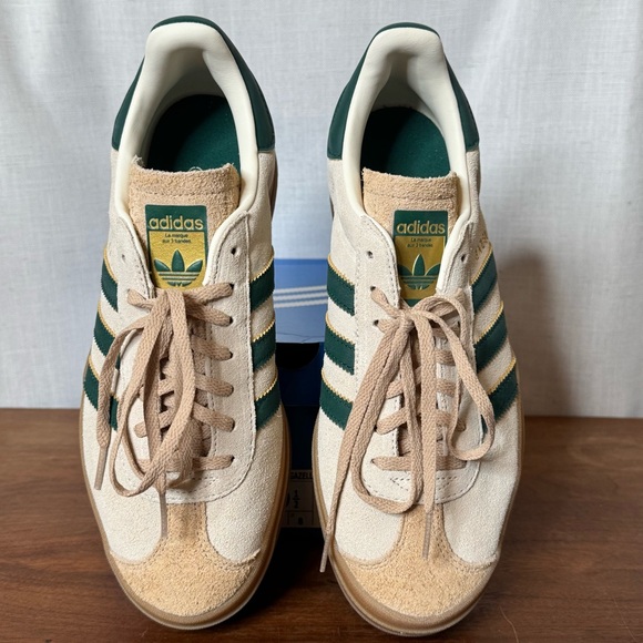 Adidas Gazelle Bold Cream and Green Sneakers - Picture 2 of 5